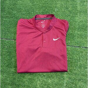 Nike polo mens medium red blade collar lighweight breathable short sleeve RK